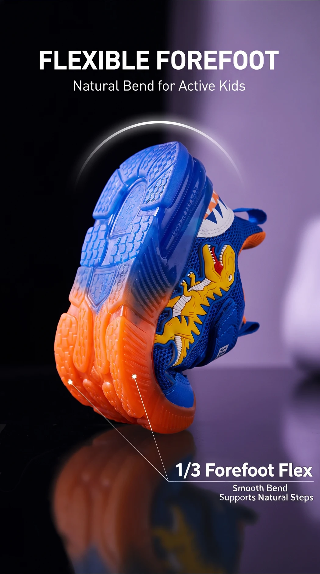 EXDINO Dinosaur Light Up Toddler Little Kids Shoes Mesh Breathable LED Flashing for Boys Non-slip Soft Lining Sports Sneakers