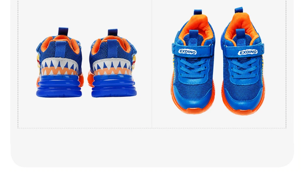 EXDINO Dinosaur Light Up Toddler Little Kids Shoes Mesh Breathable LED Flashing for Boys Non-slip Soft Lining Sports Sneakers