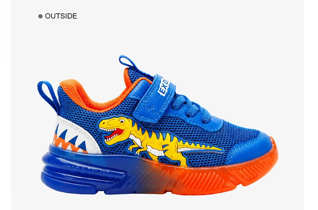EXDINO Dinosaur Light Up Toddler Little Kids Shoes Mesh Breathable LED Flashing for Boys Non-slip Soft Lining Sports Sneakers