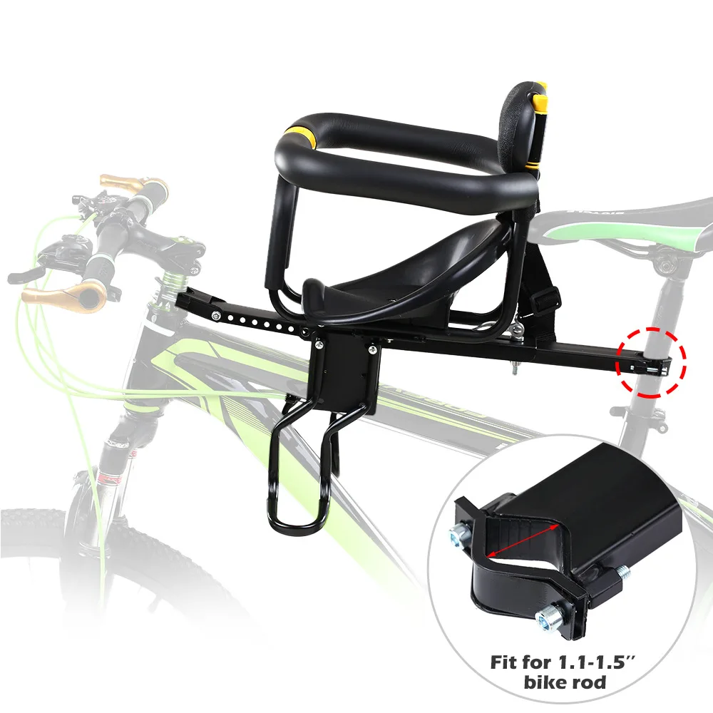 PANGDUBE Universal Front Bike Child Seat Adjustable Baby Bicycle Carrier with Safety Belt Foldable Kids Cycle Seat for Mountain