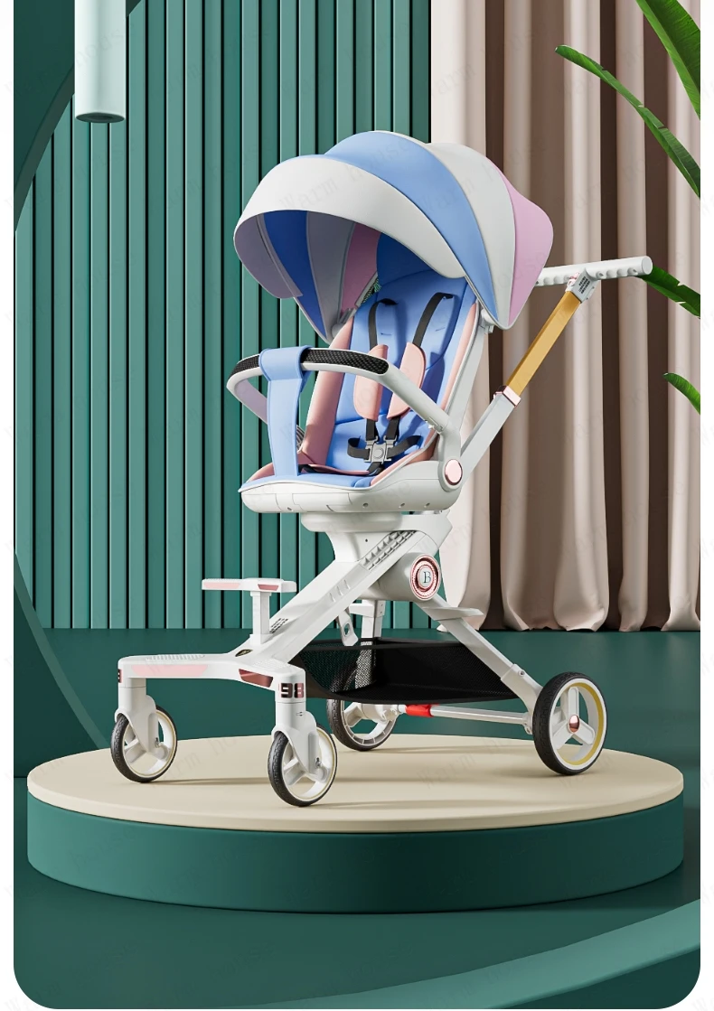 Baby stroller 0 to 3 years High view Shock absorption four wheels stroller folding Can sit or lie down lightweight baby stroller