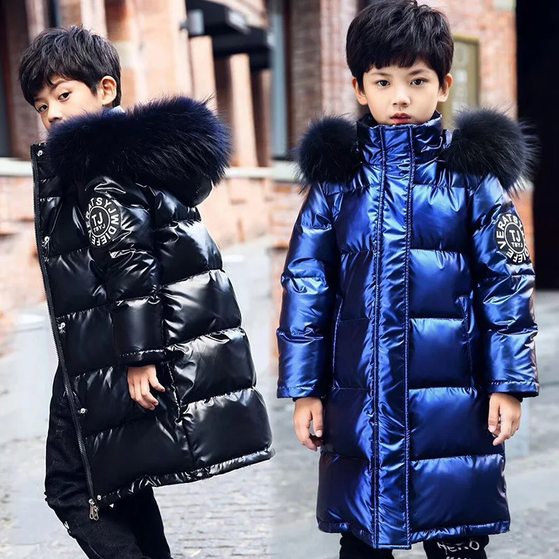 Boys Down Jackets 5-17Years 2025 Winter Teen Boy Thick Warm Cotton Hooded Coats Outerwear Children Clothing Windbreaker Jackets