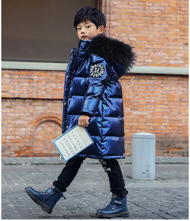 Boys Down Jackets 5-17Years 2025 Winter Teen Boy Thick Warm Cotton Hooded Coats Outerwear Children Clothing Windbreaker Jackets