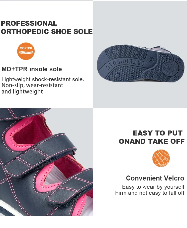 Princepard Children's Orthopedic Sandals Summer Corrective AFO Leather Shoes with Arch Support Thomas Sole EU 20-35