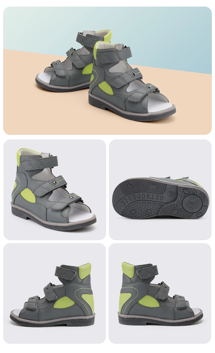 Princepard Children's Orthopedic Sandals Summer Corrective AFO Leather Shoes with Arch Support Thomas Sole EU 20-35