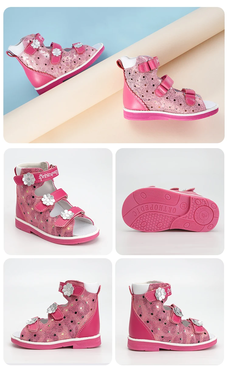 Princepard Children's Orthopedic Sandals Summer Corrective AFO Leather Shoes with Arch Support Thomas Sole EU 20-35