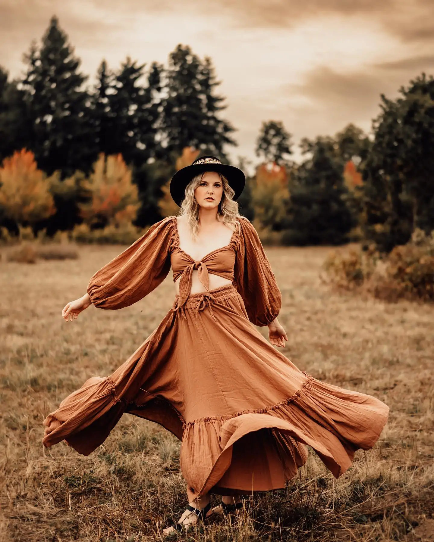 Boho Maternity Photoshoot Dress 2 Piece Set Floor-Length Maxi Dress With High Slit, Outdoor Comfort-Fit Pregnancy Friendly Dress