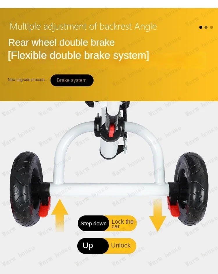 Children's Double Stroller Multifunctional Two-way Baby Stroller Twins Stroller Double Folding Three-wheel Car