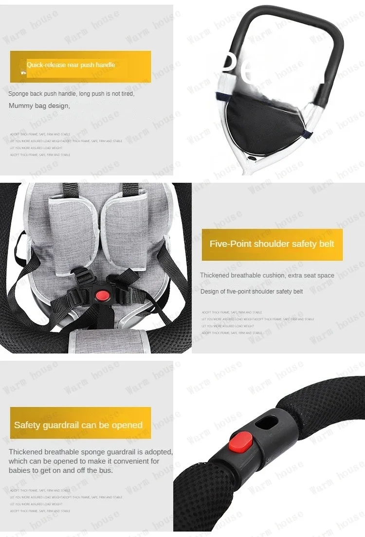 Children's Double Stroller Multifunctional Two-way Baby Stroller Twins Stroller Double Folding Three-wheel Car