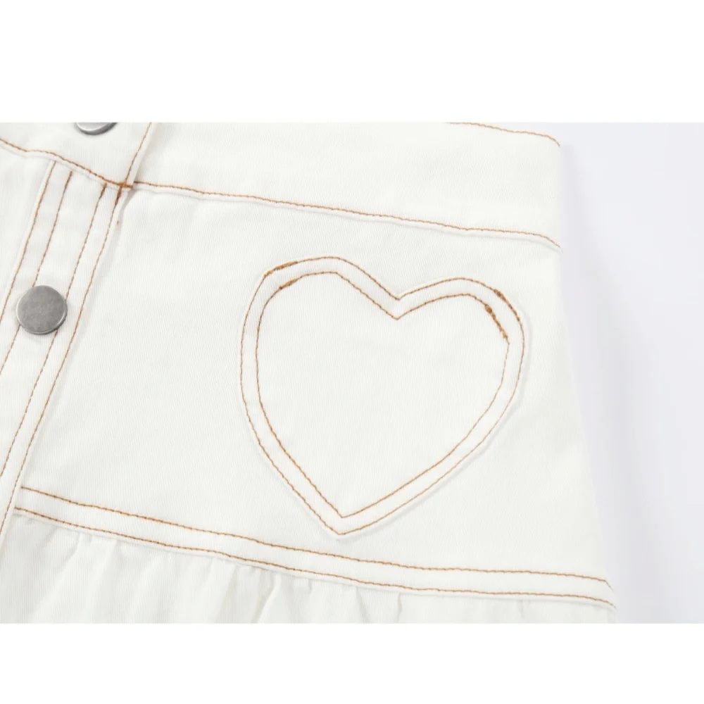 AP SS26 white denim collection children girls boys cotton jeans denim jumper skirts shirts family matching clothes