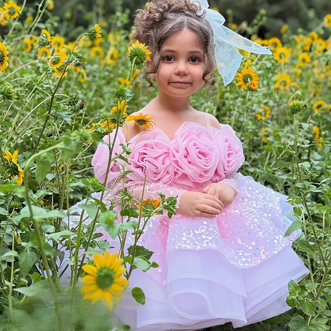 KLFLGD Baby gorgeous show dress one shoulder sequins Pageant competition dress girl dress evening dress suitable baby girl skirt