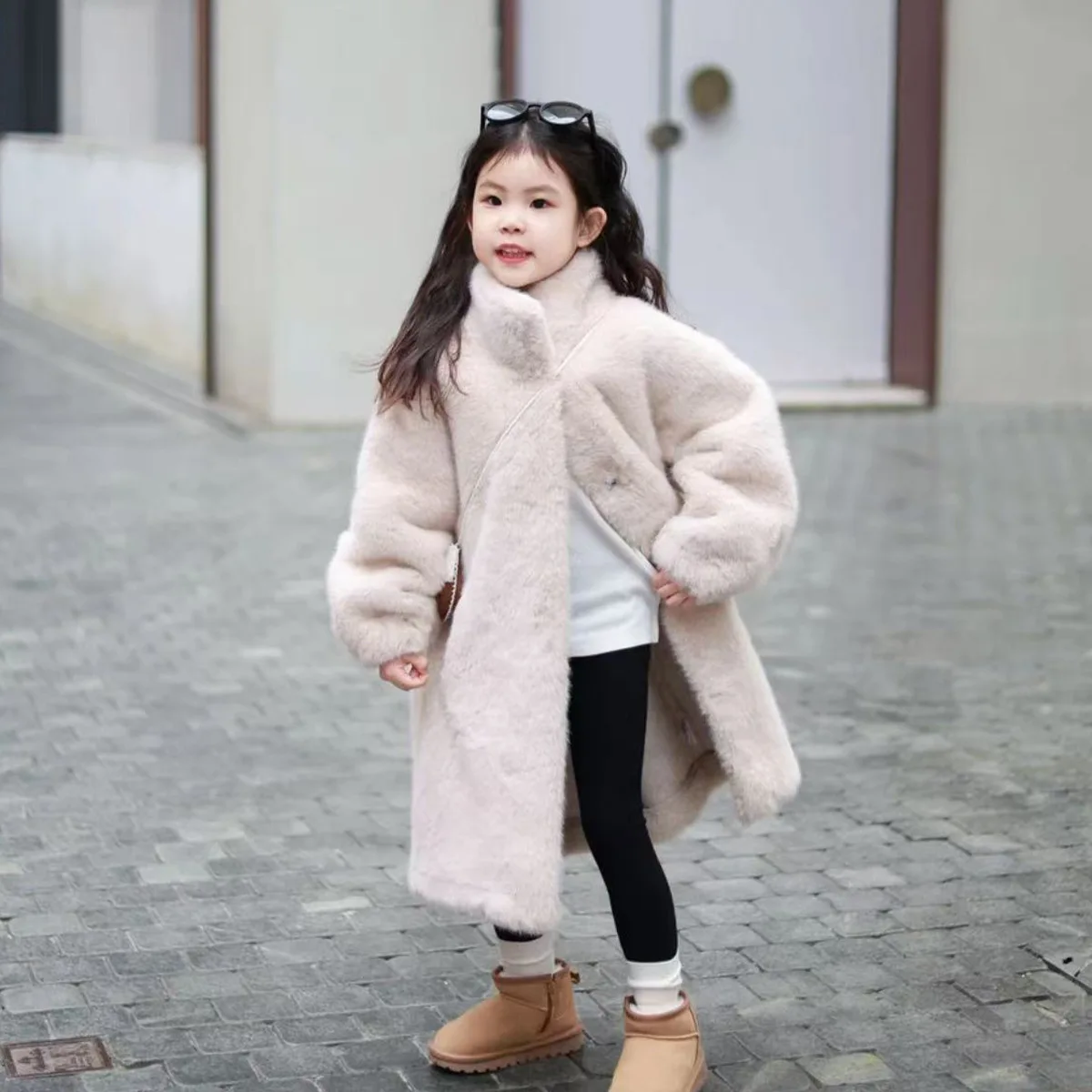 Winter Children Girls Woolen Coat Solid Thick Warm Young Teens Girls Mid-length Jackets Faux Fur 4-12Y Kids Girls Outerwear Coat