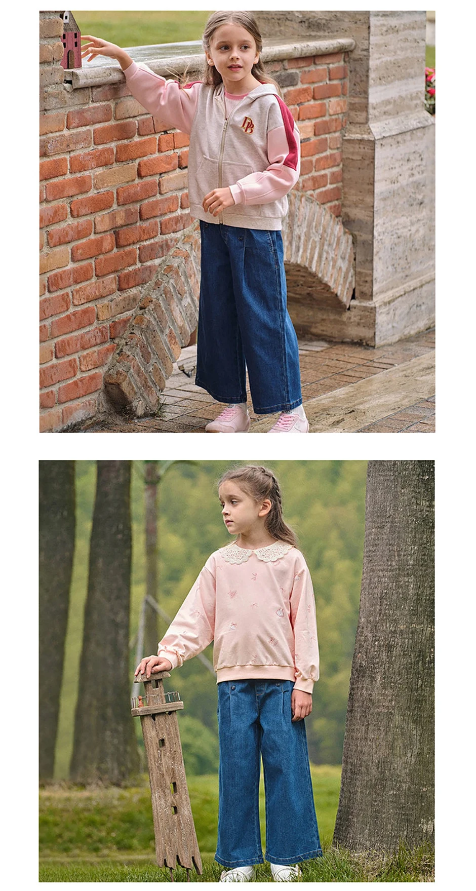 Dave Bella Girls Wide Leg Jean Pants Spring Autumn Girls Straight Pants Casual Loose Jeans Outdoor Trousers DK3252665