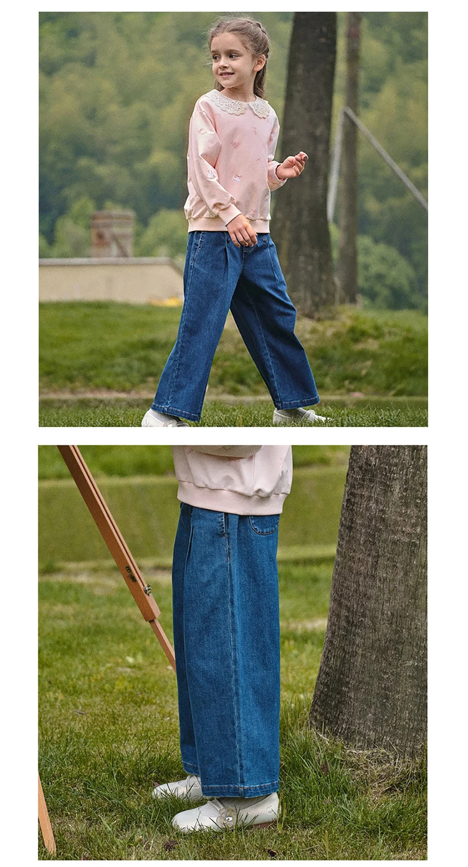 Dave Bella Girls Wide Leg Jean Pants Spring Autumn Girls Straight Pants Casual Loose Jeans Outdoor Trousers DK3252665