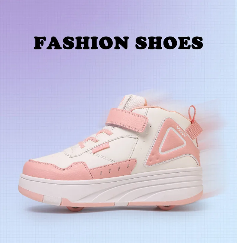 Trendy Cool Middle Top Roller Skateboard Shoes For Boys Girls, Breathable Retractable Roller Skates For Indoor Outdoor Party