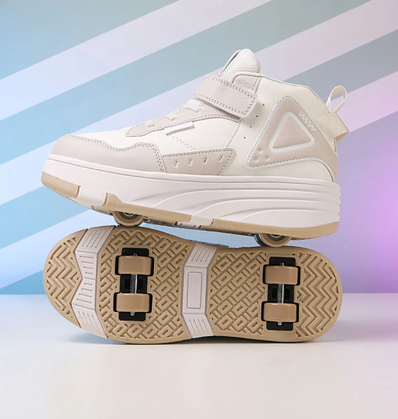 Trendy Cool Middle Top Roller Skateboard Shoes For Boys Girls, Breathable Retractable Roller Skates For Indoor Outdoor Party