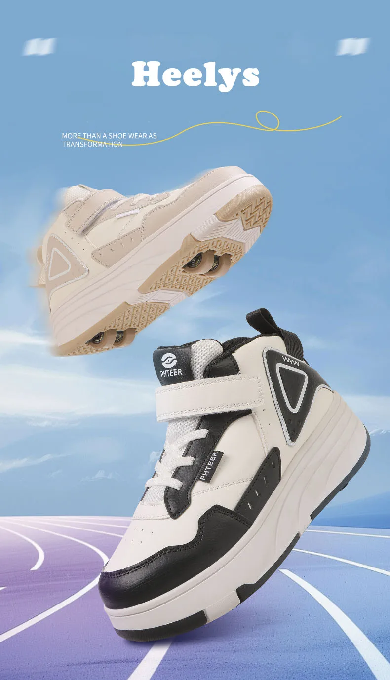 Trendy Cool Middle Top Roller Skateboard Shoes For Boys Girls, Breathable Retractable Roller Skates For Indoor Outdoor Party