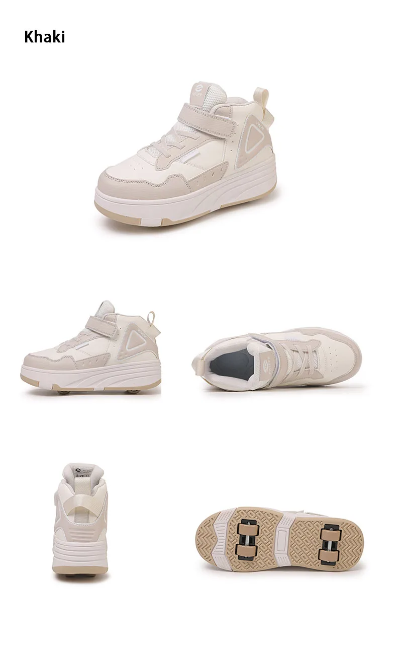 Trendy Cool Middle Top Roller Skateboard Shoes For Boys Girls, Breathable Retractable Roller Skates For Indoor Outdoor Party