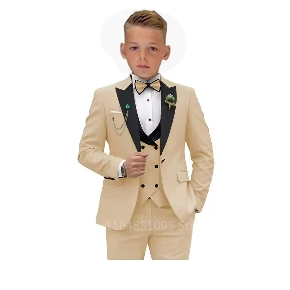 Matcha Green Boys Suit 3 Piece Suit Peak Lapel Jacket Pants Vest Wedding Kids Tuxedo Formal Style Party Boys Slim Fit Kid Suits