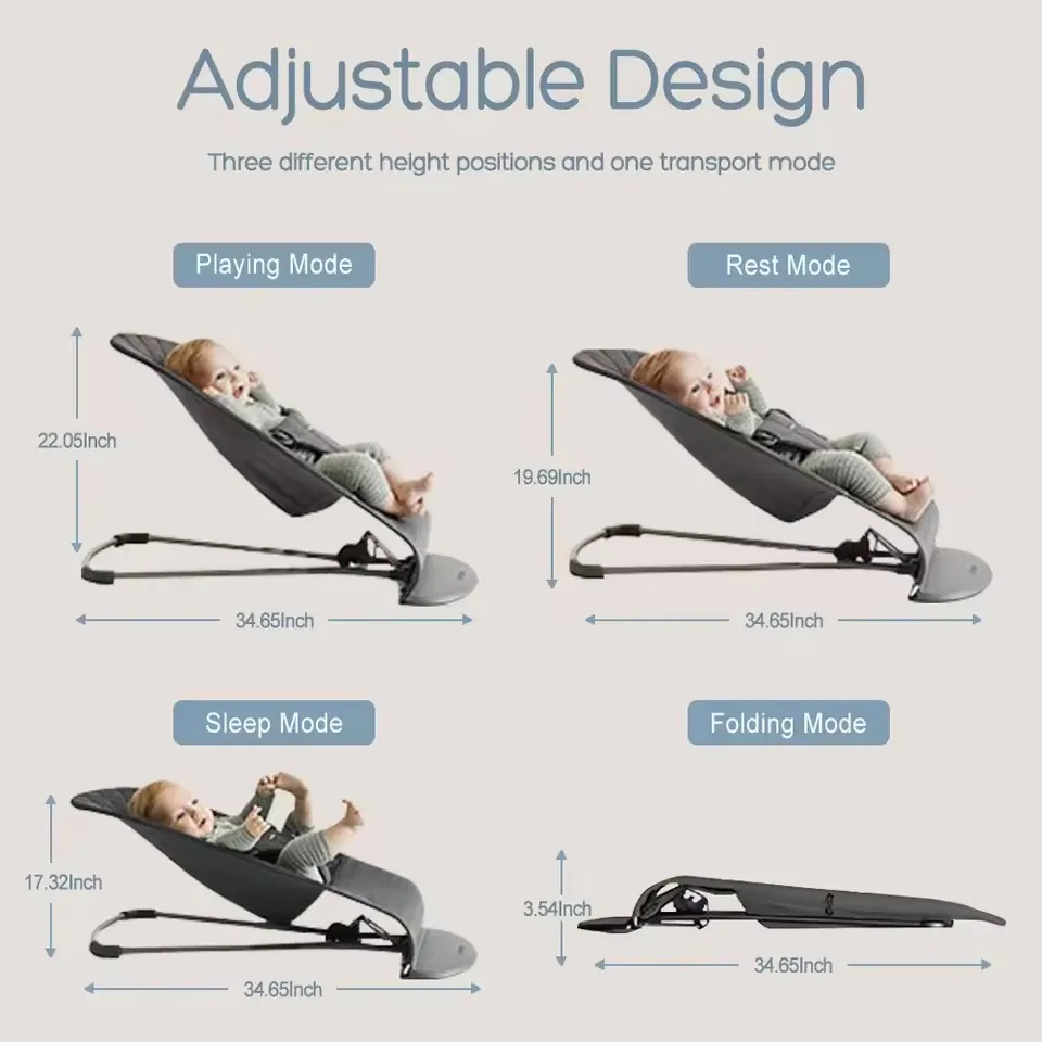 Baby Bouncer Seat with Interactive Toy Bar - Lightweight Portable No-Battery Natural Rocking for 8-29lbs Babies 0-2 Years