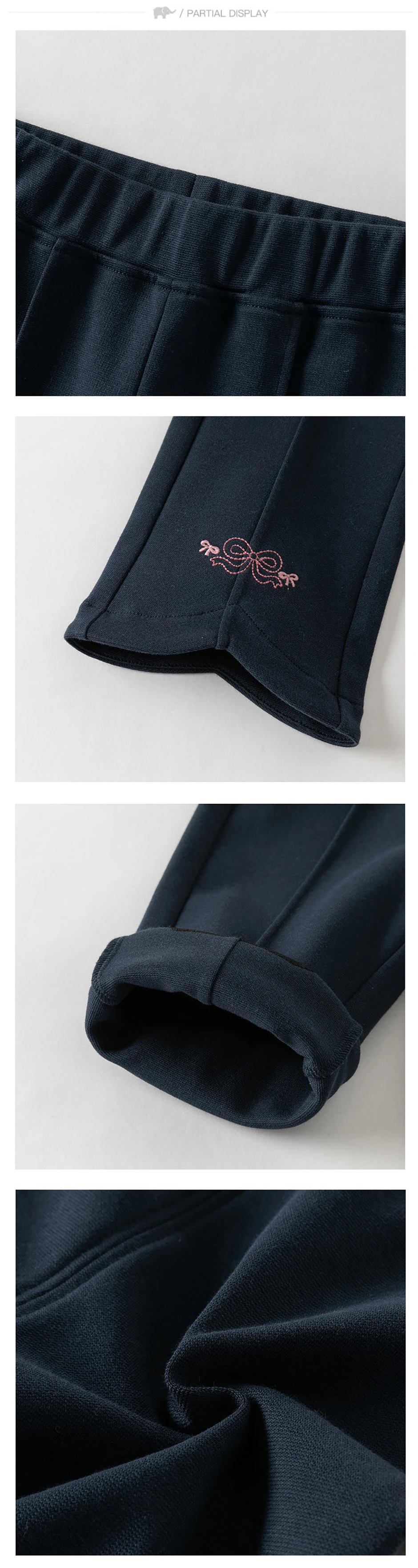 Dave Bella Children Knitted Pants Spring Autumn Girls Clothing Baby Kids Casual Gray Trousers Elastic Waist Navy Blue DB1260022