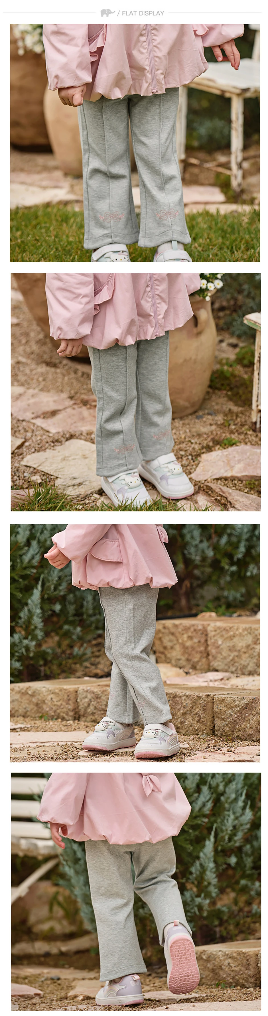 Dave Bella Children Knitted Pants Spring Autumn Girls Clothing Baby Kids Casual Gray Trousers Elastic Waist Navy Blue DB1260022
