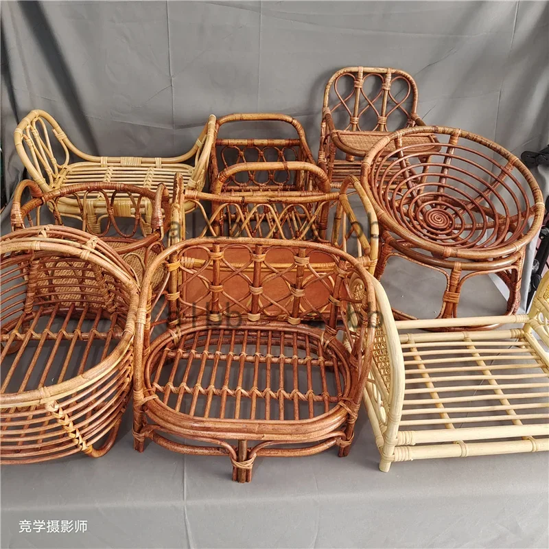 Newborn Photography Props Handmade Vintage Bamboo Chair baby bed girl Boy Photography Props Newborn Photo Posing Props Baby Crib