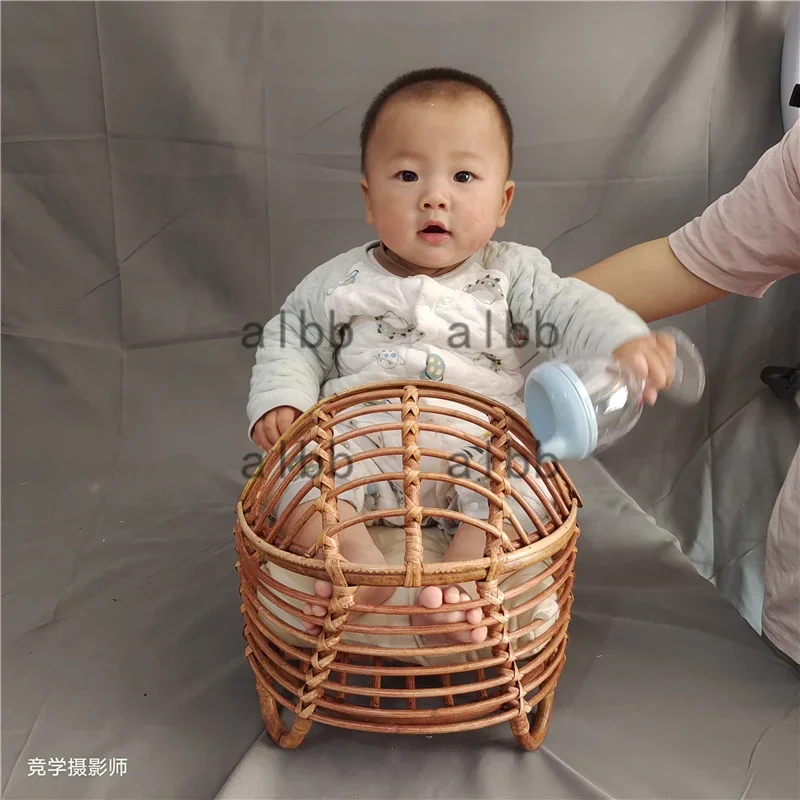 Newborn Photography Props Handmade Vintage Bamboo Chair baby bed girl Boy Photography Props Newborn Photo Posing Props Baby Crib