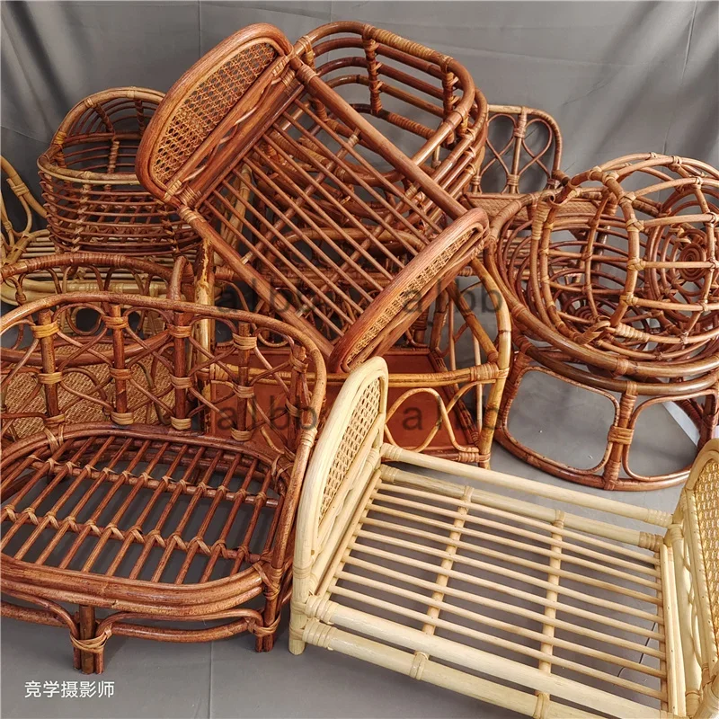 Newborn Photography Props Handmade Vintage Bamboo Chair baby bed girl Boy Photography Props Newborn Photo Posing Props Baby Crib