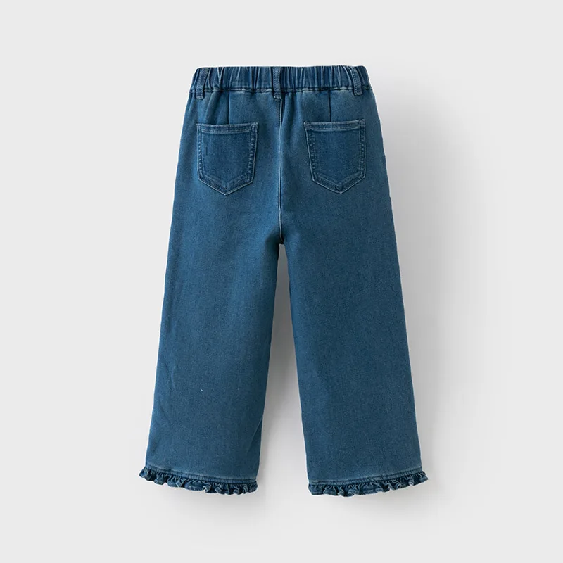 Dave Bella Children Jean Pants Winter Autumn Girls Plush Cowboy Pant Cotton Outerwear Kids Denim Trousers Straight Leg DK4242997