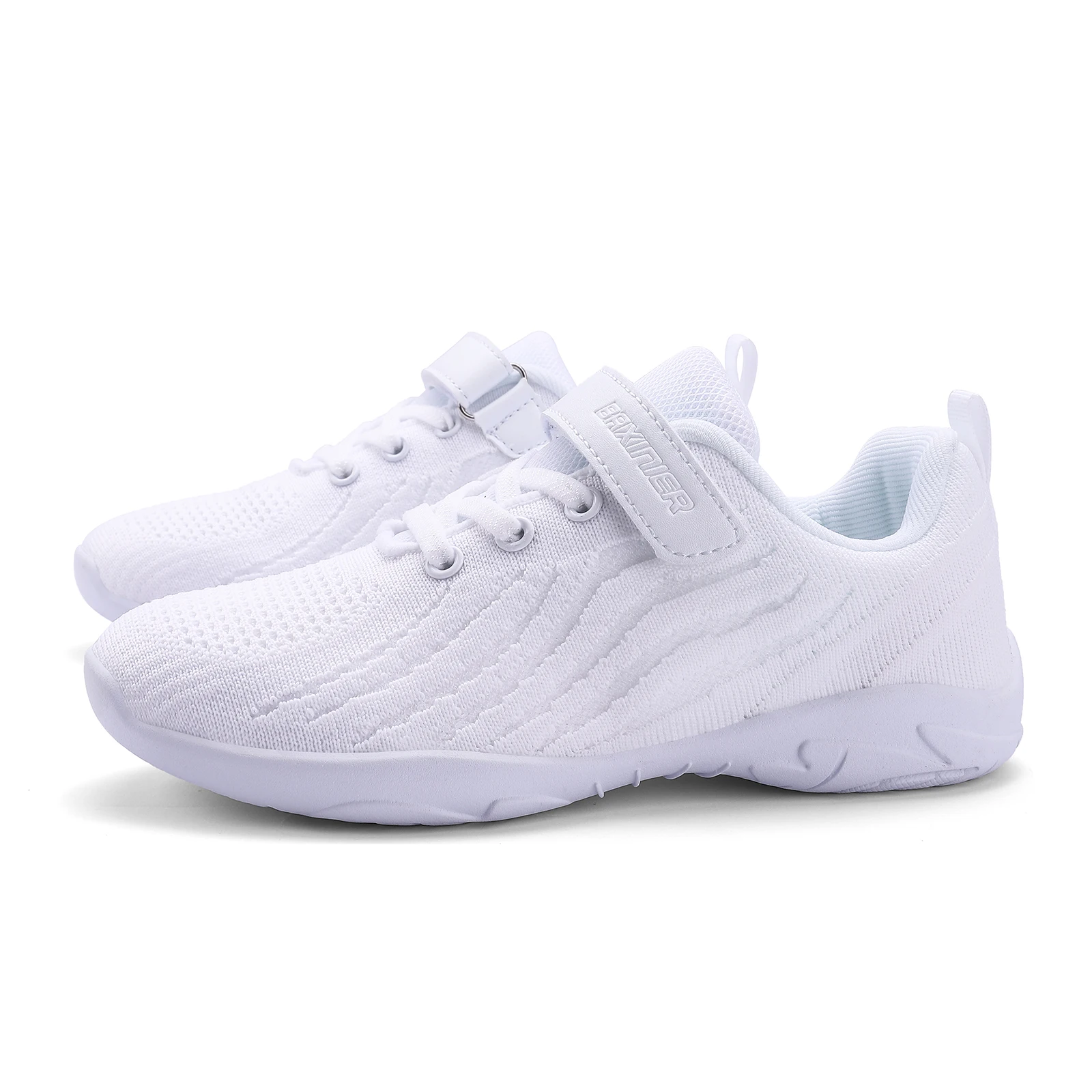 BAXINIER Girls White Cheer Shoes Trainers Breathable Training Dance Tennis Shoes Lightweight Youth Cheer Competition Sneakers