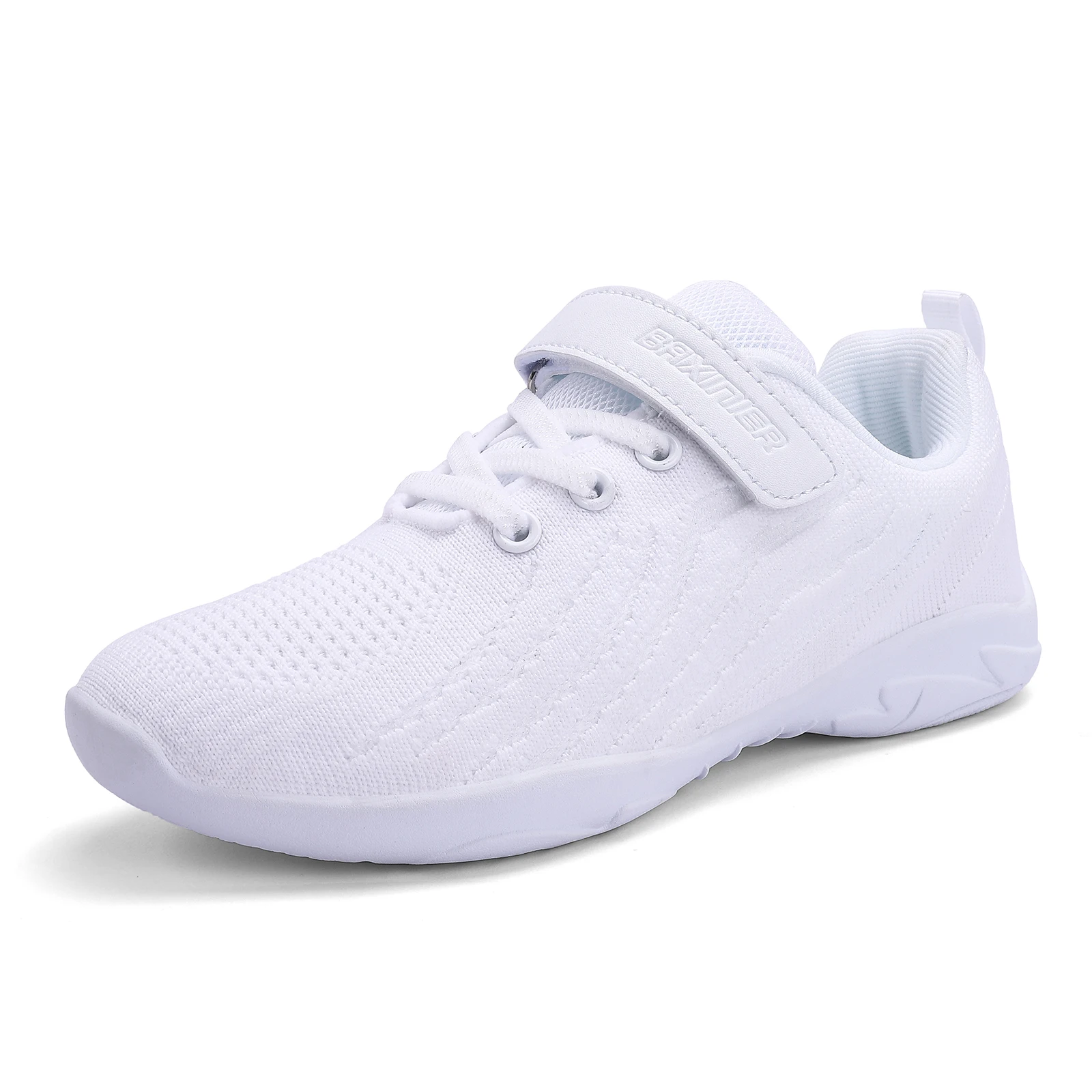 BAXINIER Girls White Cheer Shoes Trainers Breathable Training Dance Tennis Shoes Lightweight Youth Cheer Competition Sneakers
