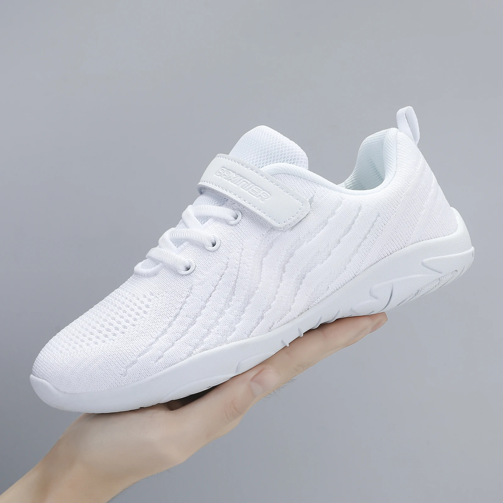 BAXINIER Girls White Cheer Shoes Trainers Breathable Training Dance Tennis Shoes Lightweight Youth Cheer Competition Sneakers