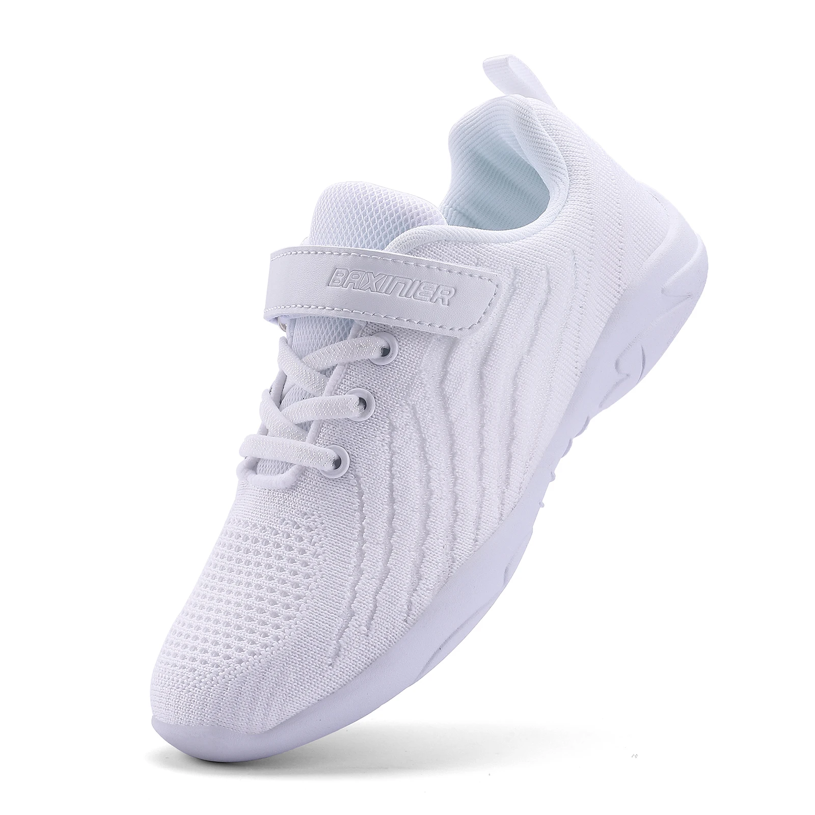BAXINIER Girls White Cheer Shoes Trainers Breathable Training Dance Tennis Shoes Lightweight Youth Cheer Competition Sneakers