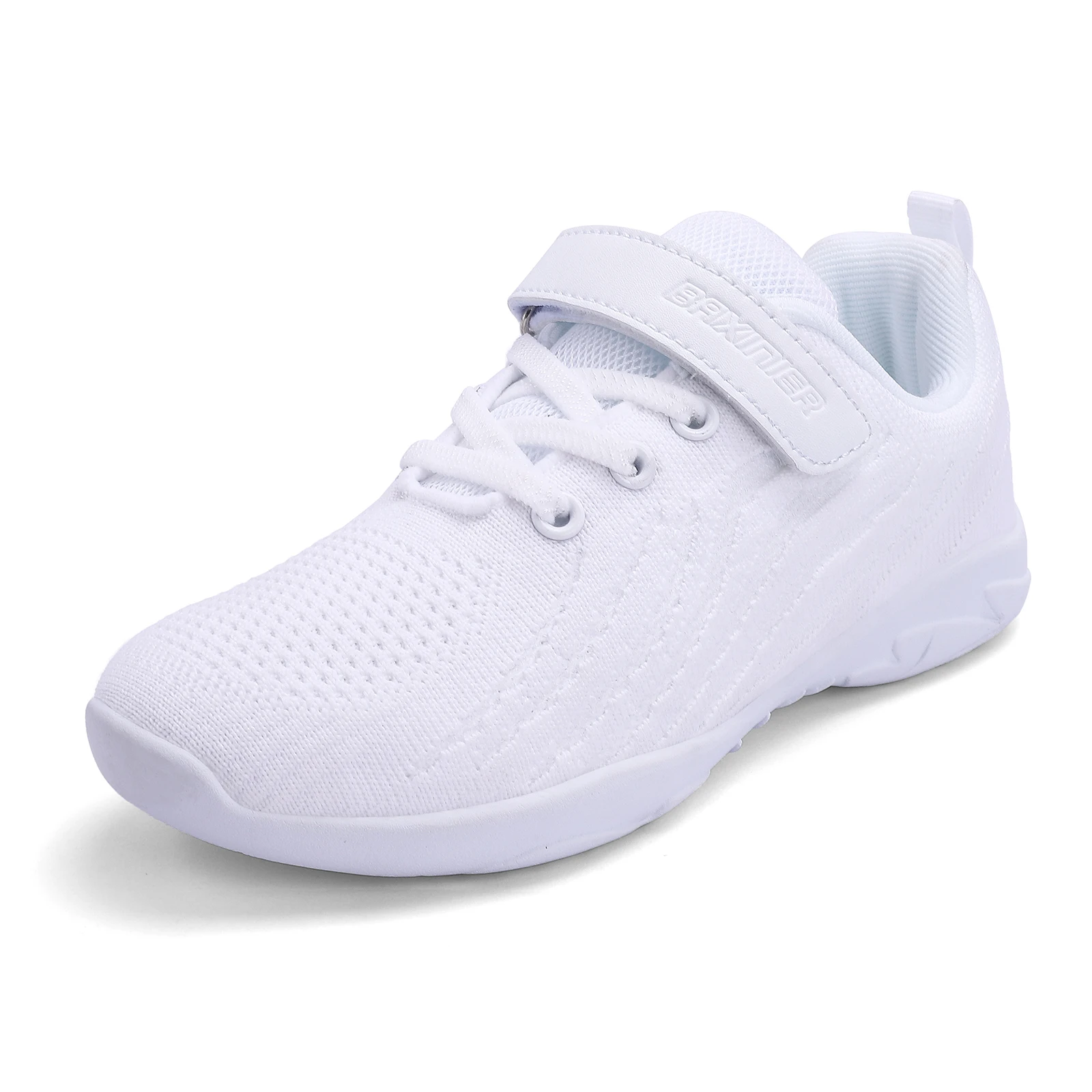 BAXINIER Girls White Cheer Shoes Trainers Breathable Training Dance Tennis Shoes Lightweight Youth Cheer Competition Sneakers