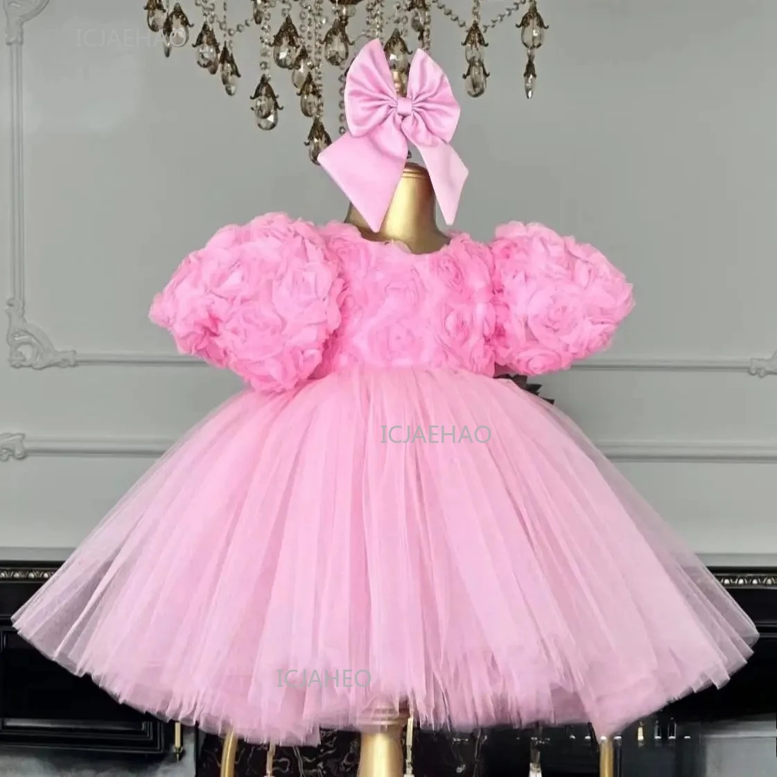 2024 Wed Dress Vestido Children Flower Girl Princess Dresses Clothes Kids Birthday Party Tutu Gown Costume Piano Pageant Outfit