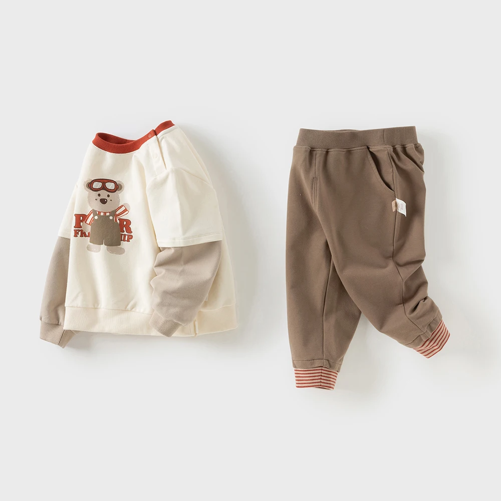 Dave Bella Children Autumn Spring Knitted T-shirt Trousers Suits Boys Pullover+Pant 2Pcs Sets Casual Tracksuits Cloth DB3252920