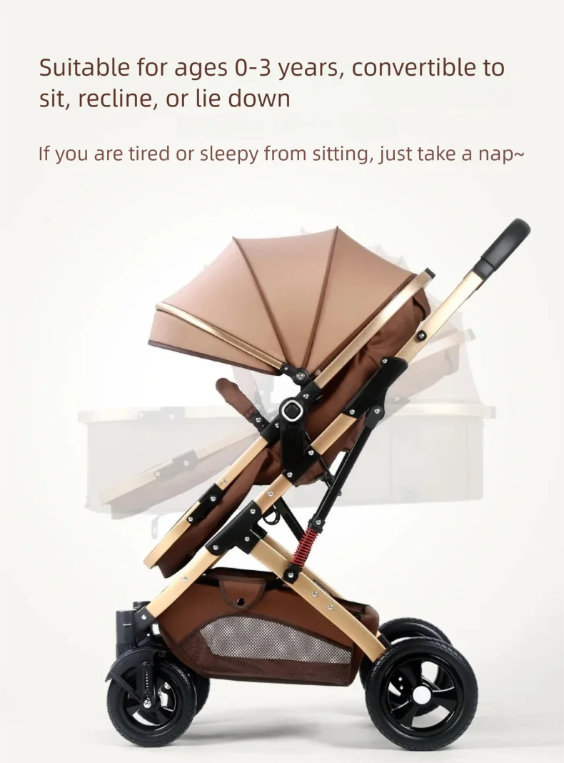 3 in 1 Baby Stroller,Baby Travel System,Baby Carriage 3in1 with Isofix Base,Foldable Newborn Pram,Reversible Standard Stroller