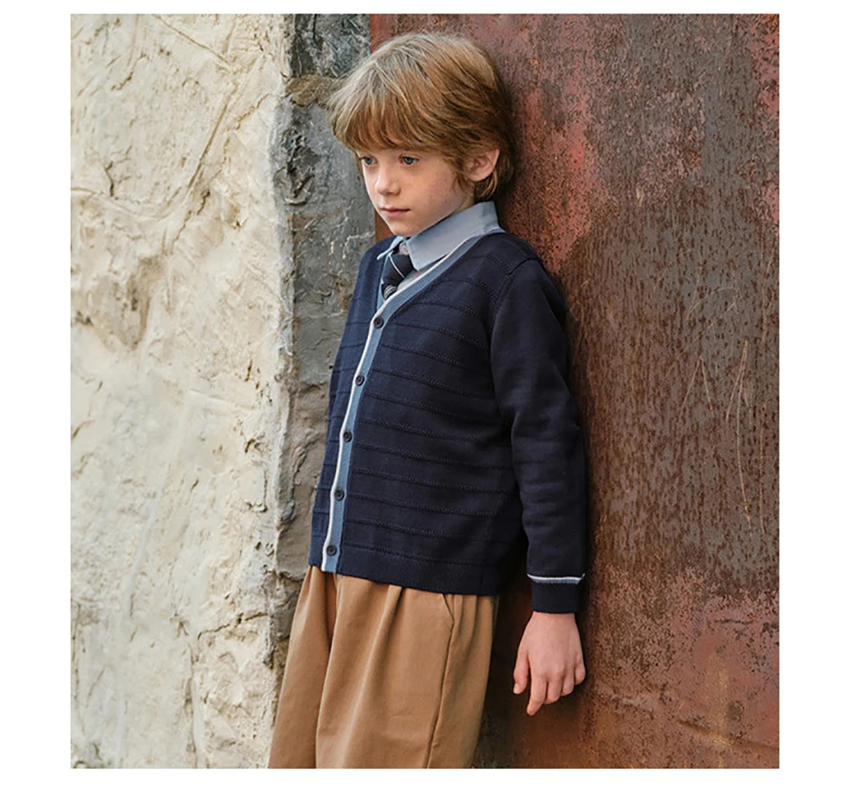 Dave Bella Children Cardigan Sweater Autumn Spring Long Sleeve Boys Knitted Cotton Top Fashion Outerwear Kids Clothes DK1261187