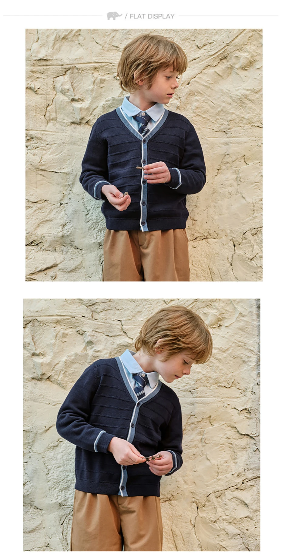 Dave Bella Children Cardigan Sweater Autumn Spring Long Sleeve Boys Knitted Cotton Top Fashion Outerwear Kids Clothes DK1261187