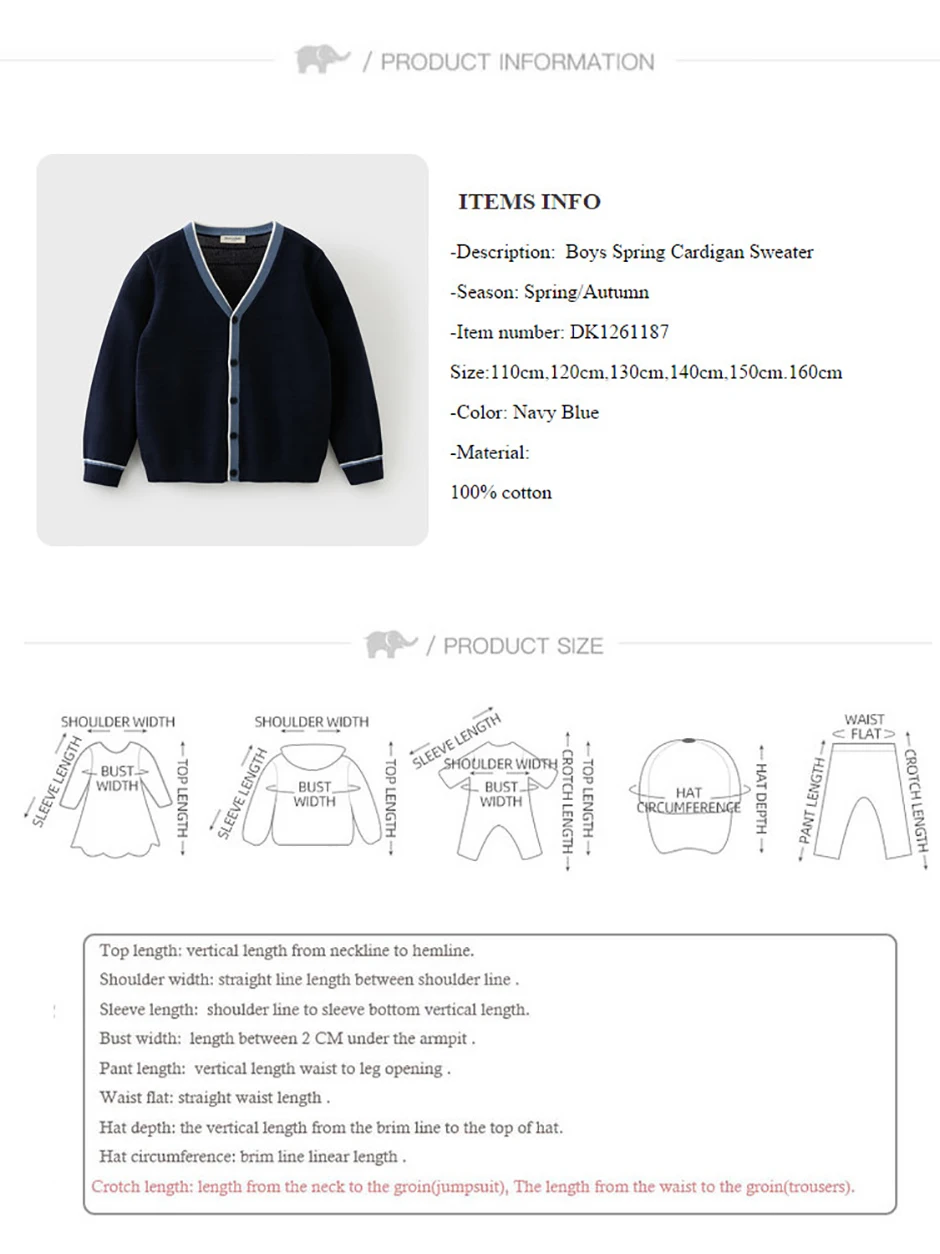 Dave Bella Children Cardigan Sweater Autumn Spring Long Sleeve Boys Knitted Cotton Top Fashion Outerwear Kids Clothes DK1261187