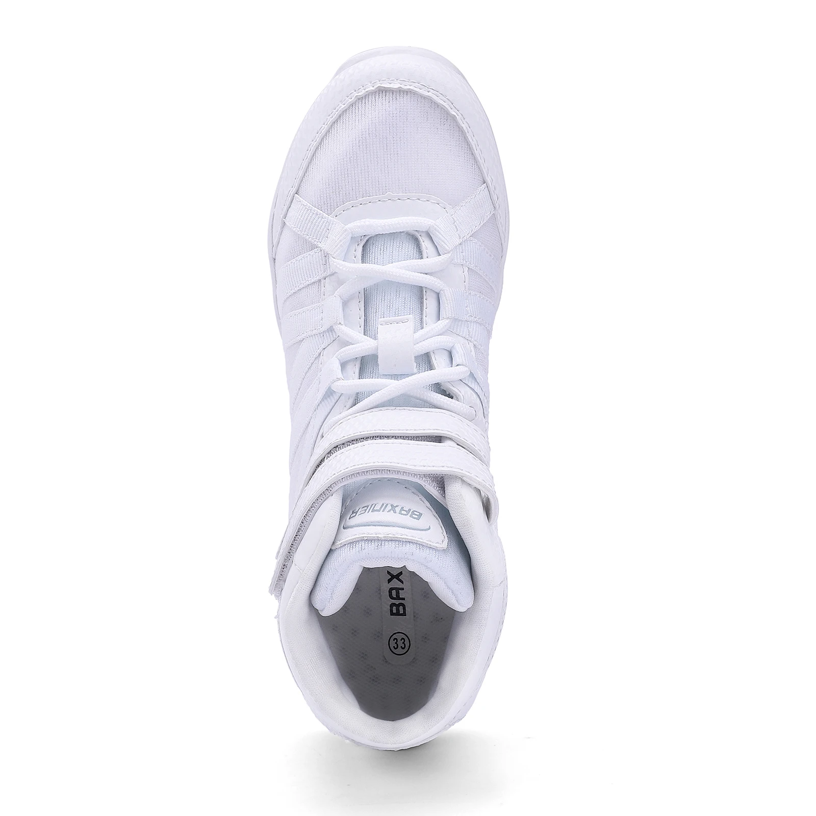 BAXINIER Girls White High-Top Cheer Shoes Lightweight Youth Competition Dance Sneakers Kids Training Performance Footwear