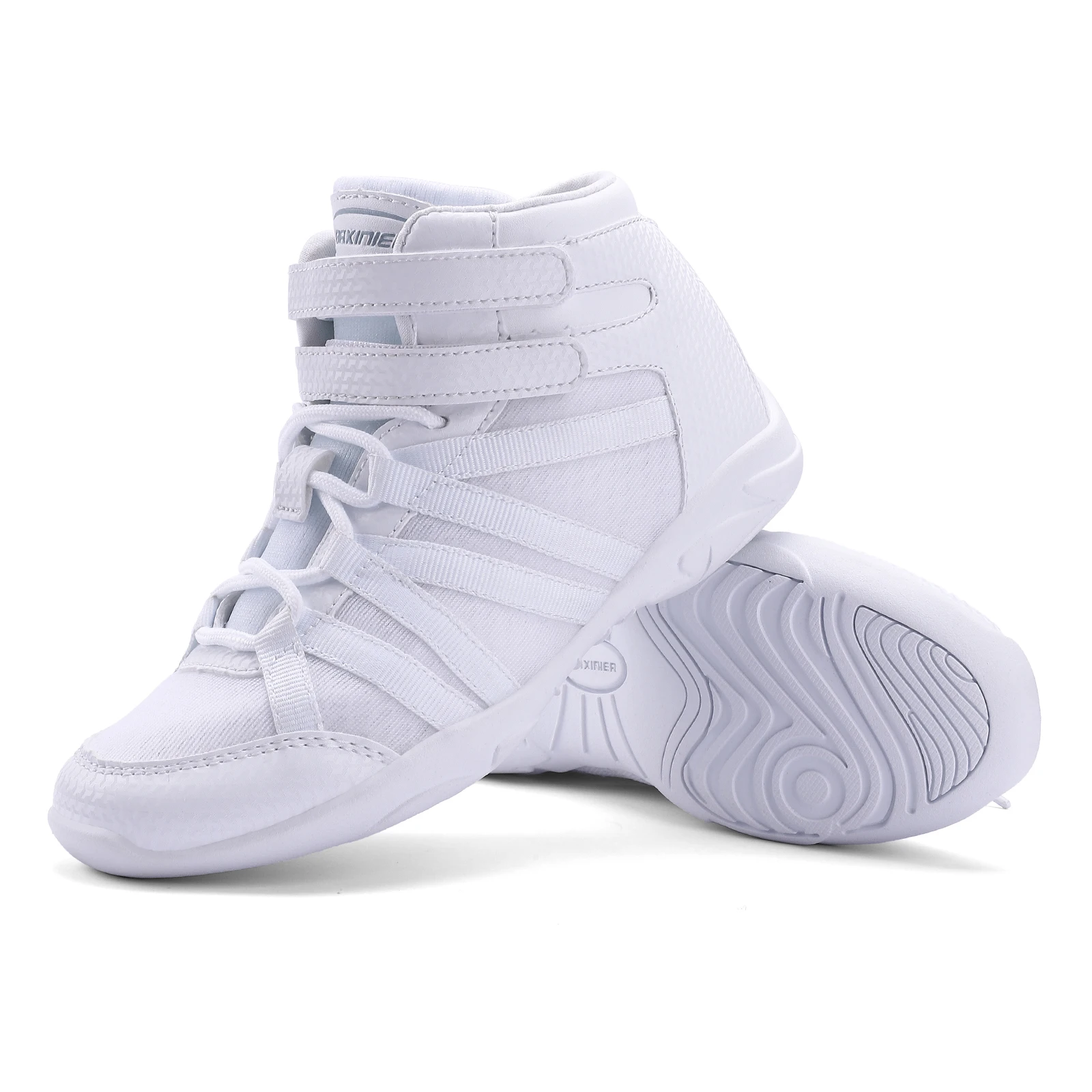 BAXINIER Girls White High-Top Cheer Shoes Lightweight Youth Competition Dance Sneakers Kids Training Performance Footwear