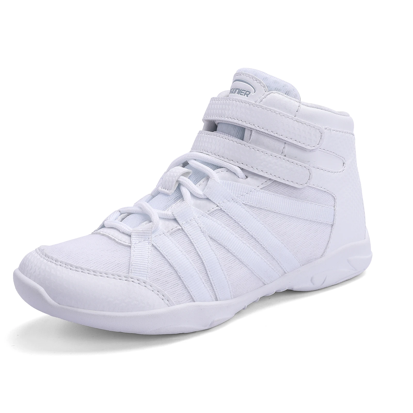 BAXINIER Girls White High-Top Cheer Shoes Lightweight Youth Competition Dance Sneakers Kids Training Performance Footwear