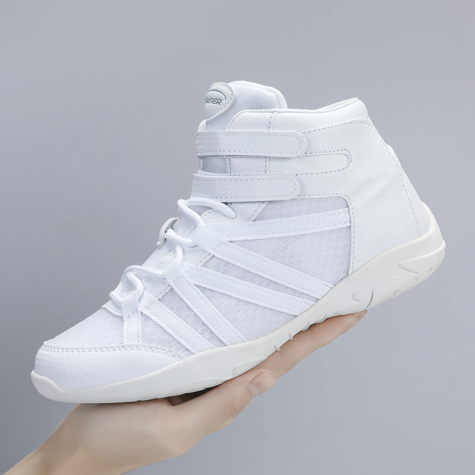 BAXINIER Girls White High-Top Cheer Shoes Lightweight Youth Competition Dance Sneakers Kids Training Performance Footwear