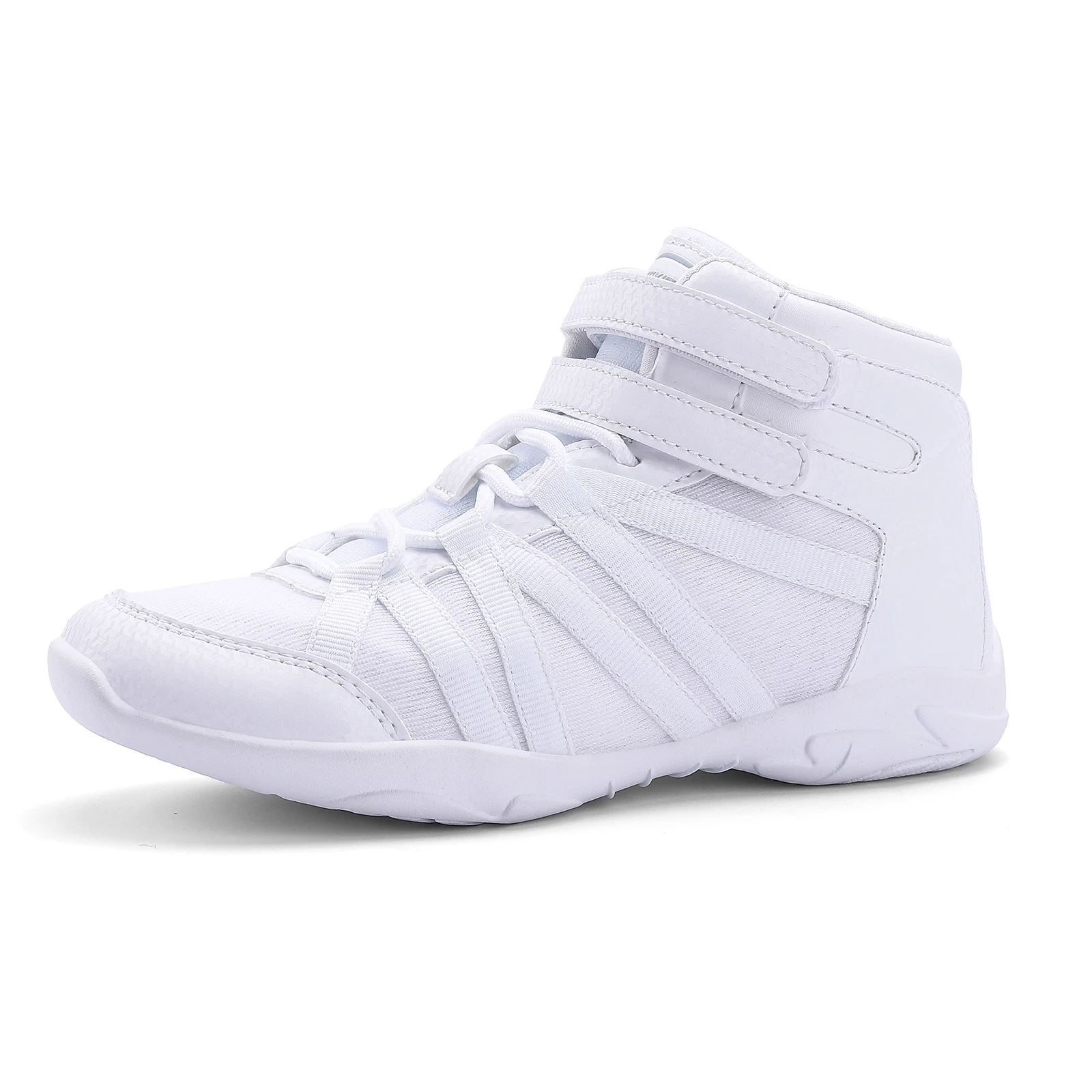 BAXINIER Girls White High-Top Cheer Shoes Lightweight Youth Competition Dance Sneakers Kids Training Performance Footwear