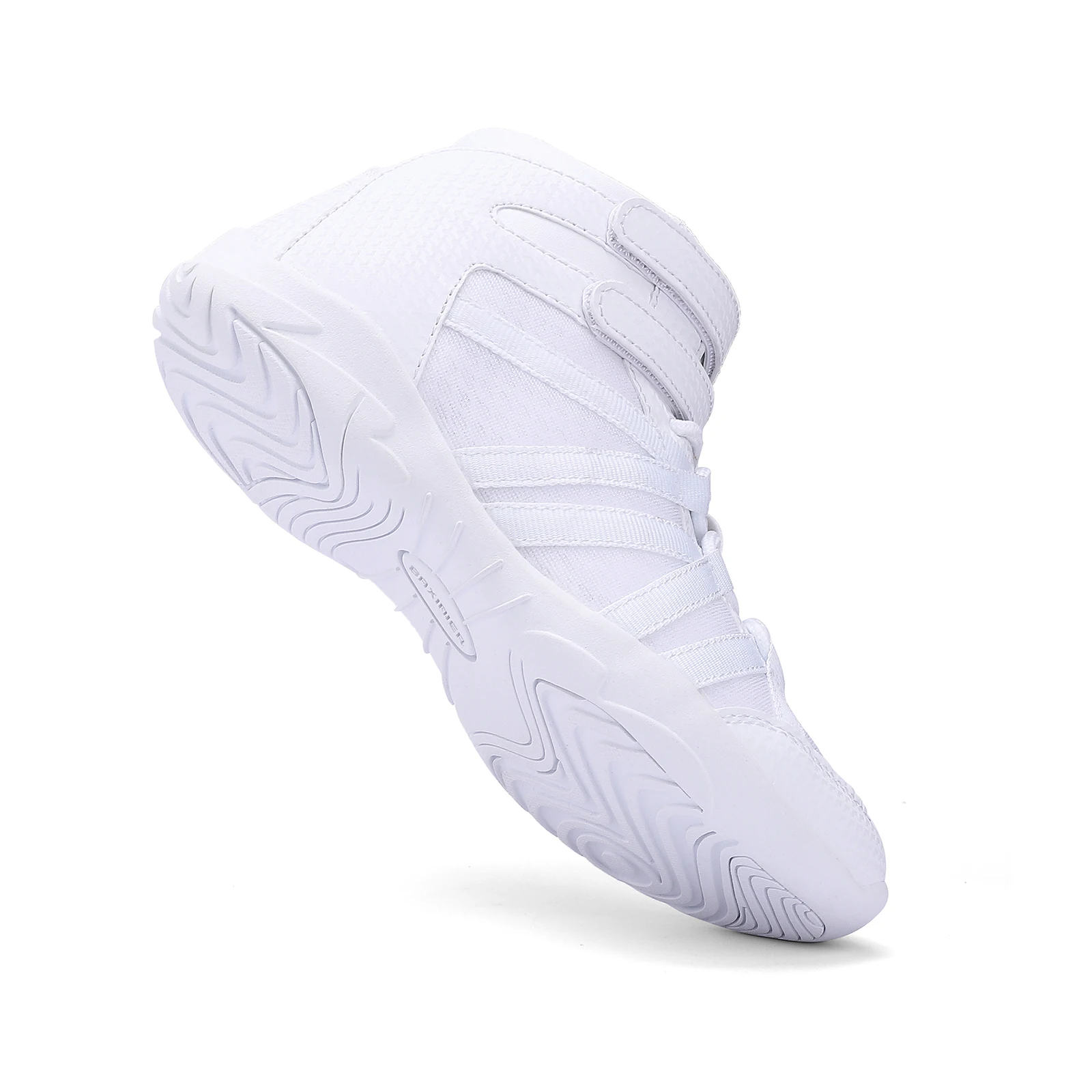 BAXINIER Girls White High-Top Cheer Shoes Lightweight Youth Competition Dance Sneakers Kids Training Performance Footwear