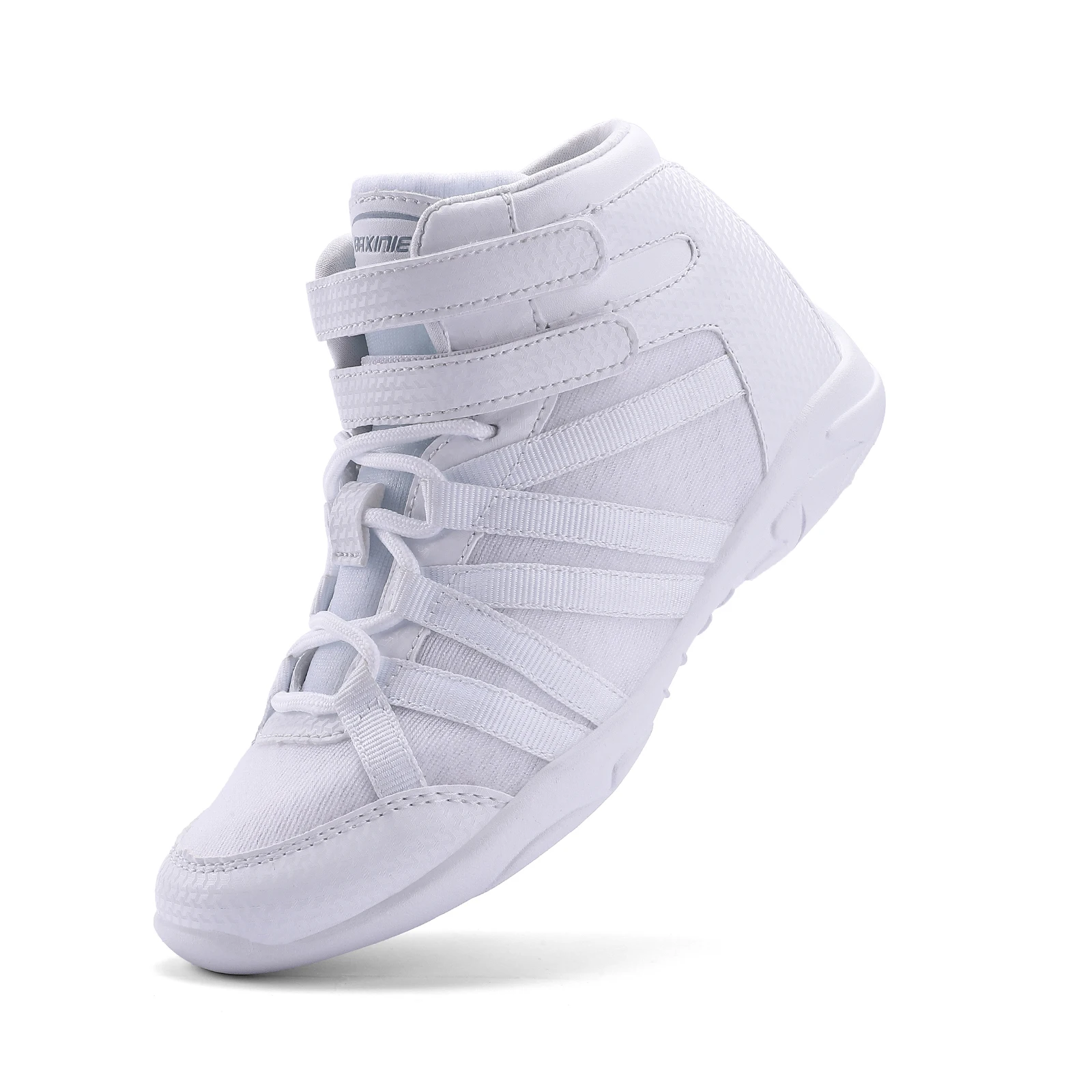 BAXINIER Girls White High-Top Cheer Shoes Lightweight Youth Competition Dance Sneakers Kids Training Performance Footwear