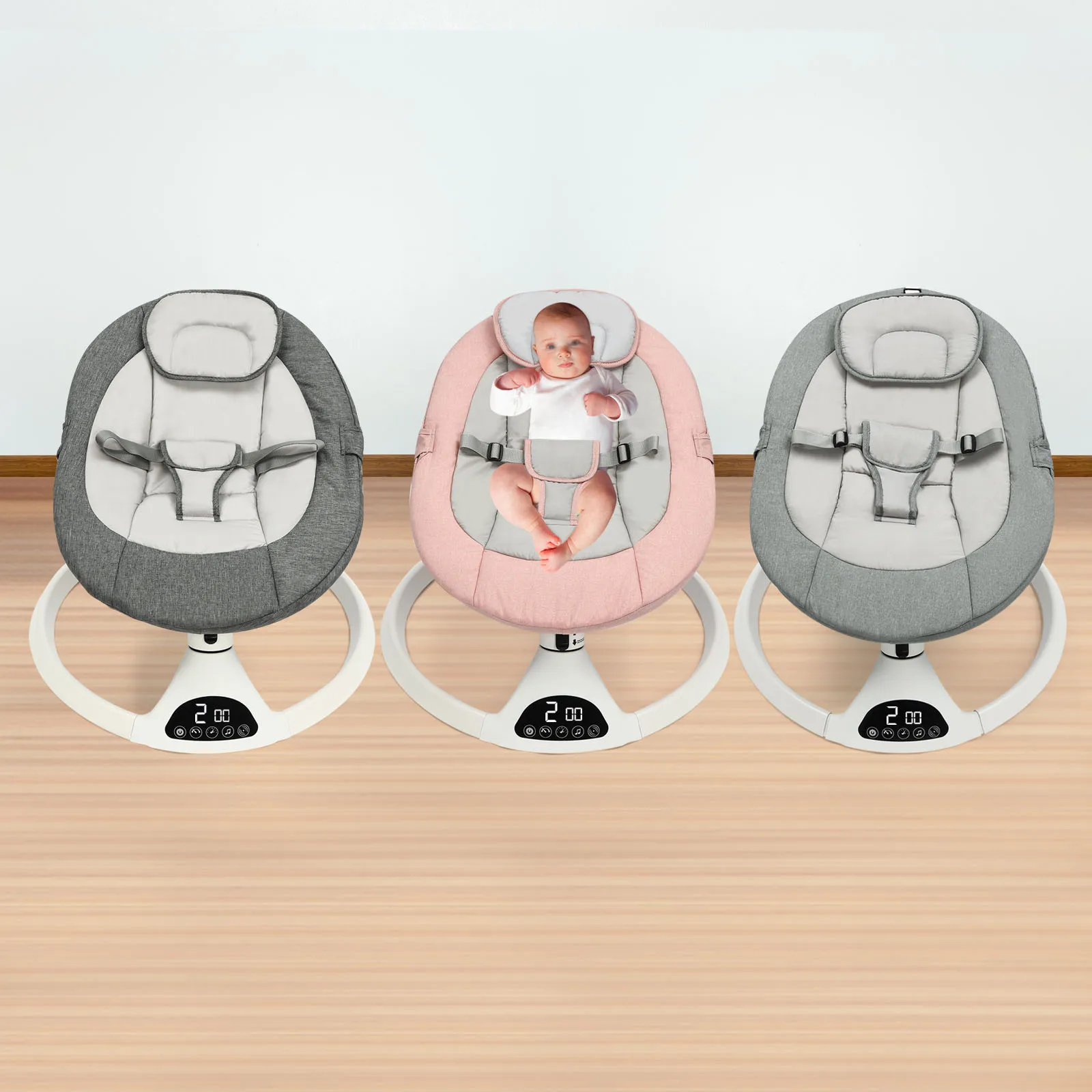 Portable Baby Stroller Rocker Electric Rocking Chair 0-12 Months Baby Rocker To Sleep Pink/Green/Grey