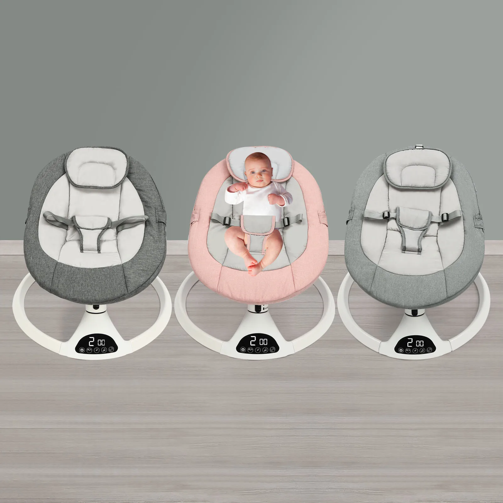 Portable Baby Stroller Rocker Electric Rocking Chair 0-12 Months Baby Rocker To Sleep Pink/Green/Grey